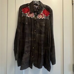 Johnny Was Floral Embroidered button down